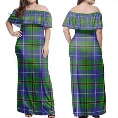 Turnbull Hunting Tartan Off Shoulder Long Dress