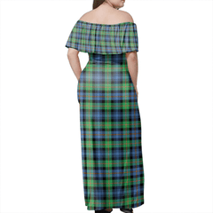 Murray Of Atholl Ancient Tartan Off Shoulder Long Dress