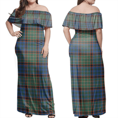 Nicolson Hunting Ancient Tartan Off Shoulder Long Dress