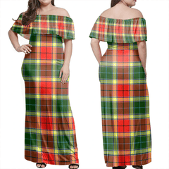 Gibbs Tartan Off Shoulder Long Dress