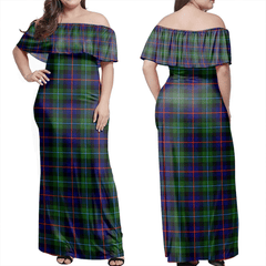 Campbell Of Cawdor Modern Tartan Off Shoulder Long Dress