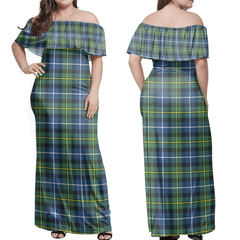 MacNeill Of Barra Ancient Tartan Off Shoulder Long Dress