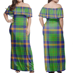 New Mexico Tartan Off Shoulder Long Dress