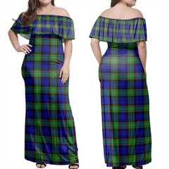 Sempill Modern Tartan Off Shoulder Long Dress