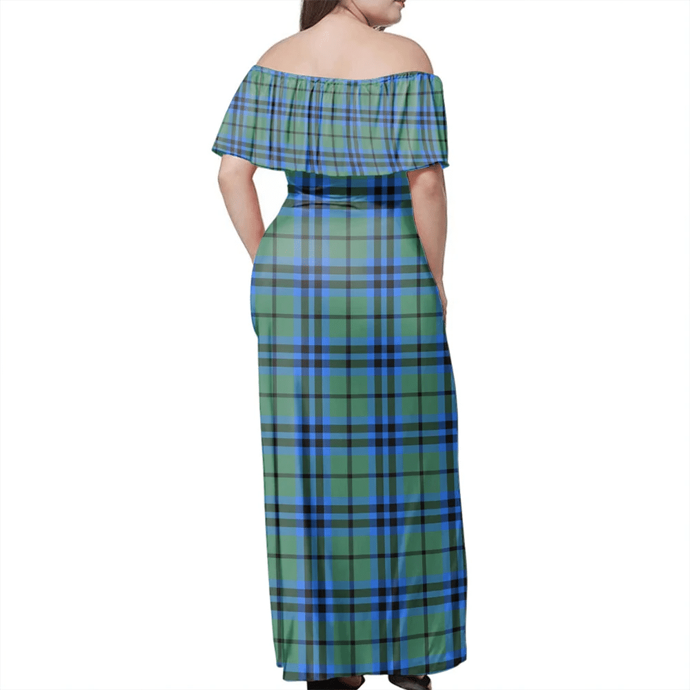 Falconer Tartan Off Shoulder Long Dress