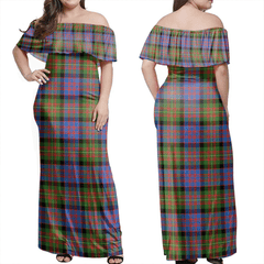 Carnegie Ancient Tartan Off Shoulder Long Dress