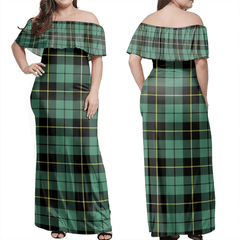 Wallace Hunting Ancient Tartan Off Shoulder Long Dress