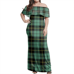 Wallace Hunting Ancient Tartan Off Shoulder Long Dress