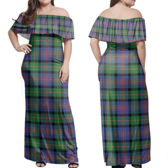 Logan Ancient Tartan Off Shoulder Long Dress