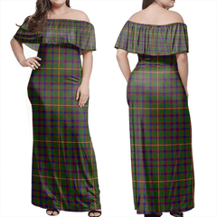 Hall Tartan Off Shoulder Long Dress