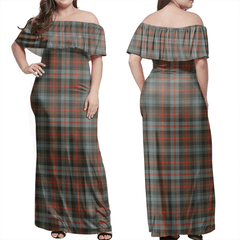 Murray Of Atholl Weathered Tartan Off Shoulder Long Dress