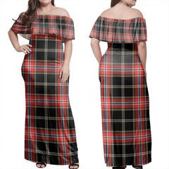 Norwegian Night Tartan Off Shoulder Long Dress