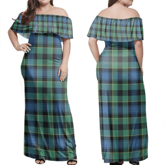 Mouat Tartan Off Shoulder Long Dress