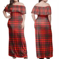 Matheson Modern Tartan Off Shoulder Long Dress