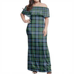 Malcolm Ancient Tartan Off Shoulder Long Dress