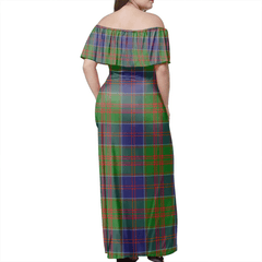 Stewart Of Appin Hunting Modern Tartan Off Shoulder Long Dress