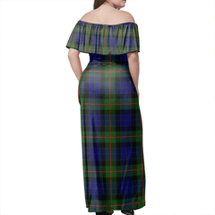 Gunn Modern Tartan Off Shoulder Long Dress