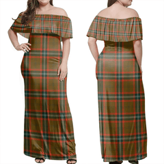 Seton Hunting Modern Tartan Off Shoulder Long Dress