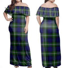 Forbes Modern Tartan Off Shoulder Long Dress