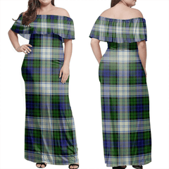 Blackwatch Dress Modern Tartan Off Shoulder Long Dress