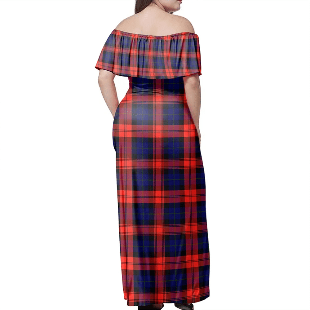 MacLachlan Modern Tartan Off Shoulder Long Dress