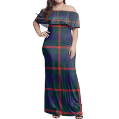 Agnew Modern Tartan Off Shoulder Long Dress