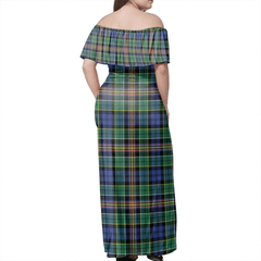 Allison Tartan Off Shoulder Long Dress