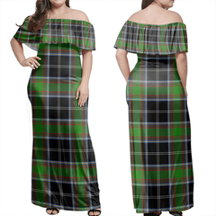 Webster Tartan Off Shoulder Long Dress