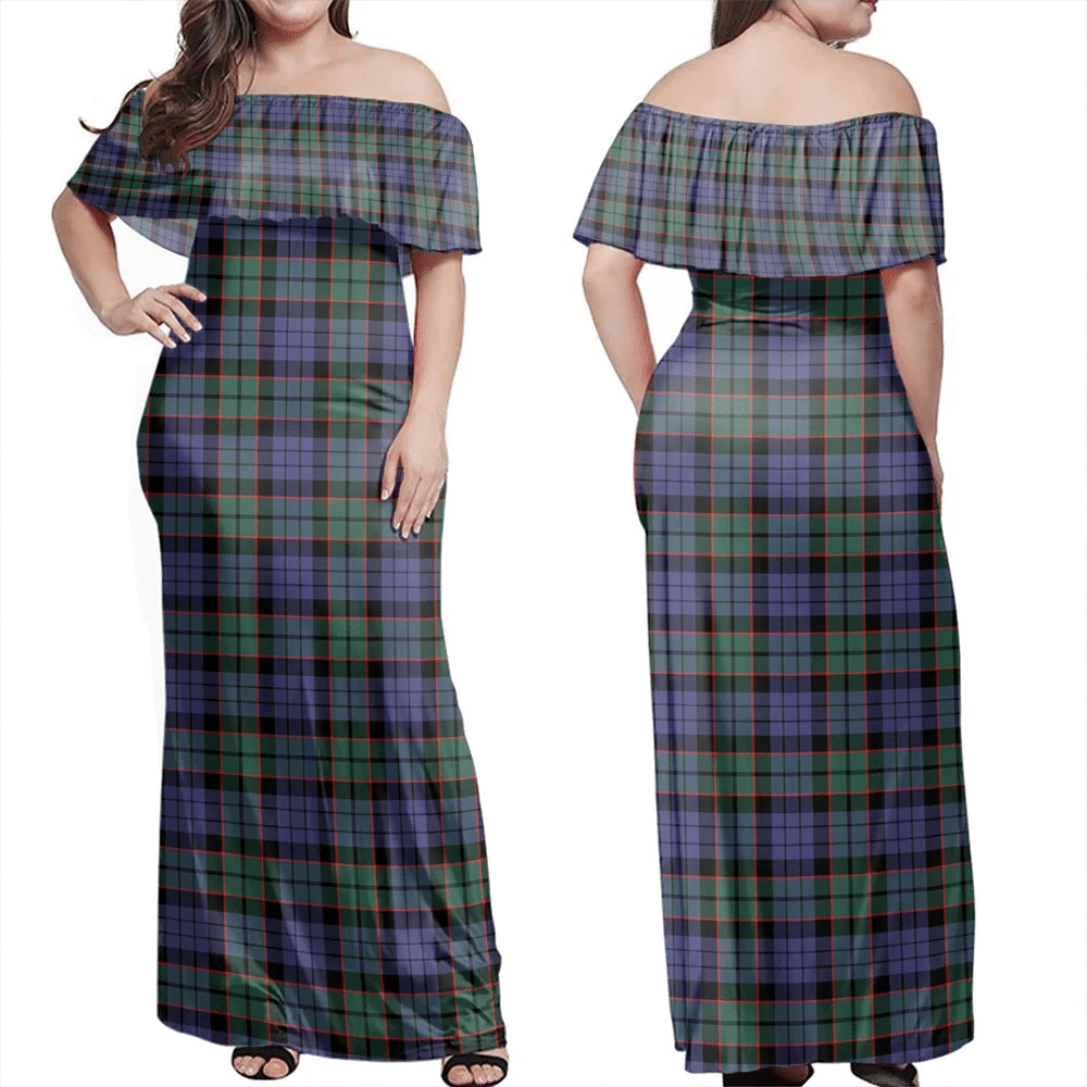 Fletcher Modern Tartan Off Shoulder Long Dress