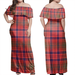 Lumsden Modern Tartan Off Shoulder Long Dress