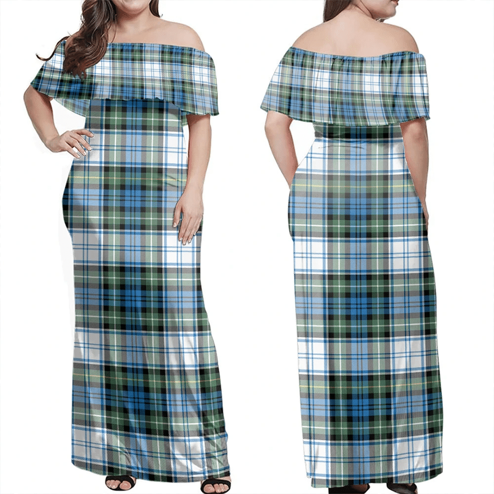 Campbell Dress Tartan Off Shoulder Long Dress