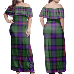 Armstrong Modern Tartan Off Shoulder Long Dress