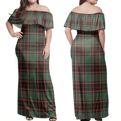 Buchan Ancient Tartan Off Shoulder Long Dress