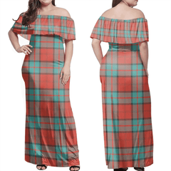 Dunbar Ancient Tartan Off Shoulder Long Dress