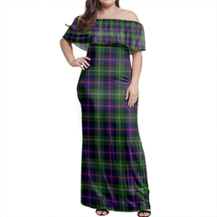 Malcolm Modern Tartan Off Shoulder Long Dress