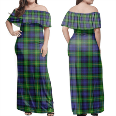 Gordon Modern Tartan Off Shoulder Long Dress