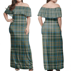 Scott Green Ancient Tartan Off Shoulder Long Dress