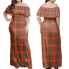 Bruce Modern Tartan Off Shoulder Long Dress