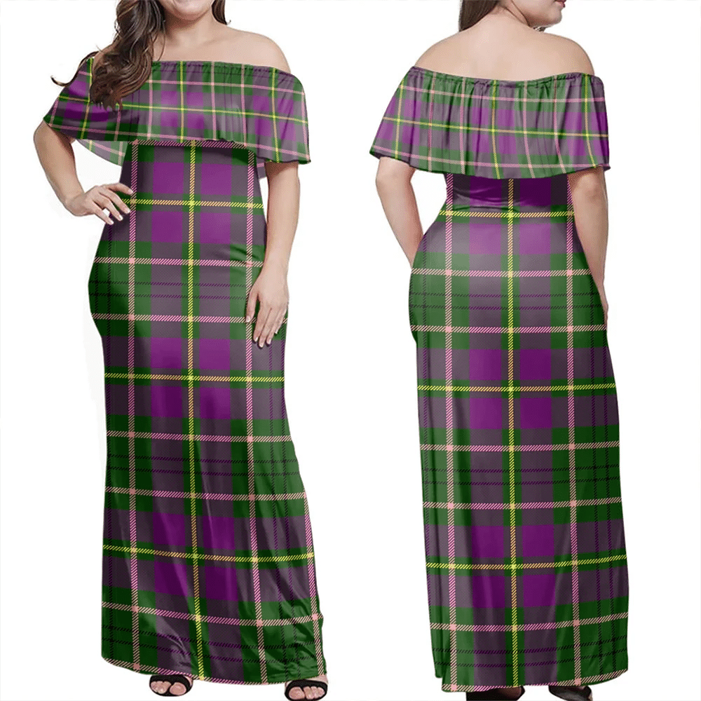 Taylor Tartan Off Shoulder Long Dress