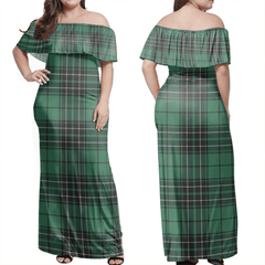 MacLean Hunting Tartan Off Shoulder Long Dress