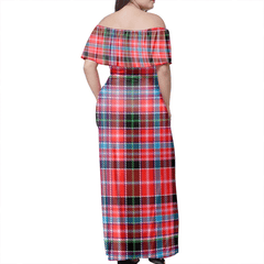 Aberdeen District Tartan Off Shoulder Long Dress