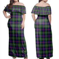 Malcolm Modern Tartan Off Shoulder Long Dress