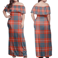 Hamilton Ancient Tartan Off Shoulder Long Dress