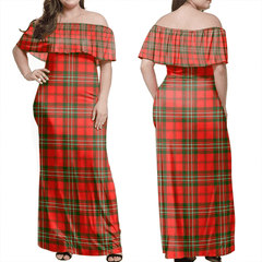 Scott Modern Tartan Off Shoulder Long Dress