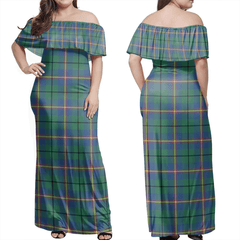 Carmichael Ancient Tartan Off Shoulder Long Dress