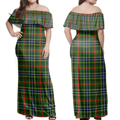 Bisset Tartan Off Shoulder Long Dress