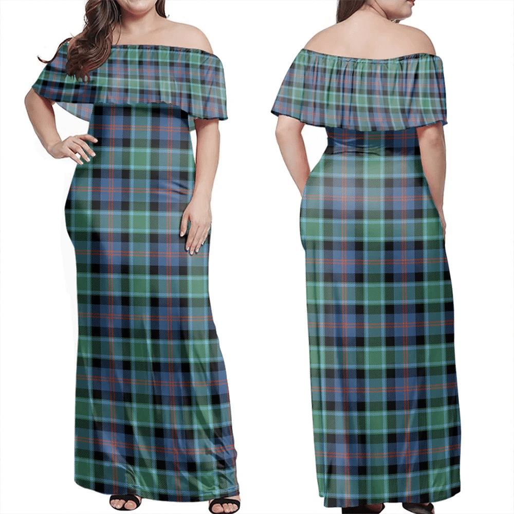 MacTaggart Ancient Tartan Off Shoulder Long Dress