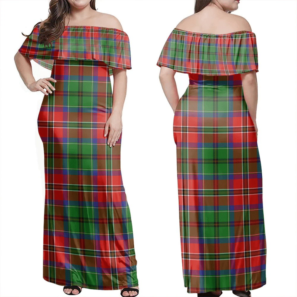 McCulloch Tartan Off Shoulder Long Dress