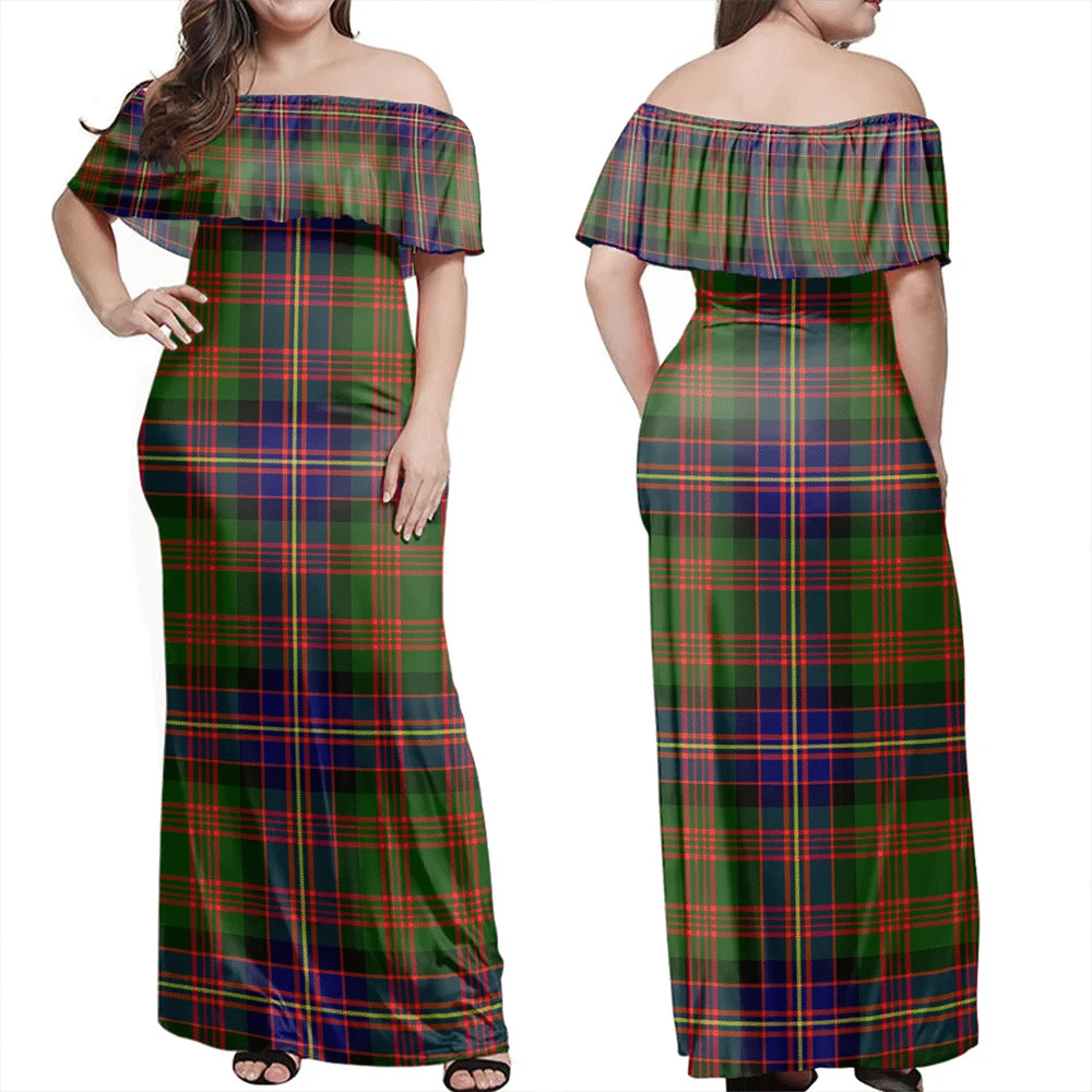 Cochrane Modern Tartan Off Shoulder Long Dress