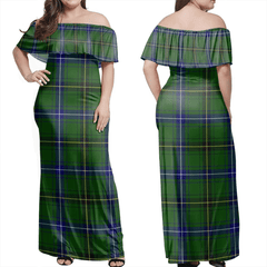 Henderson Modern Tartan Off Shoulder Long Dress